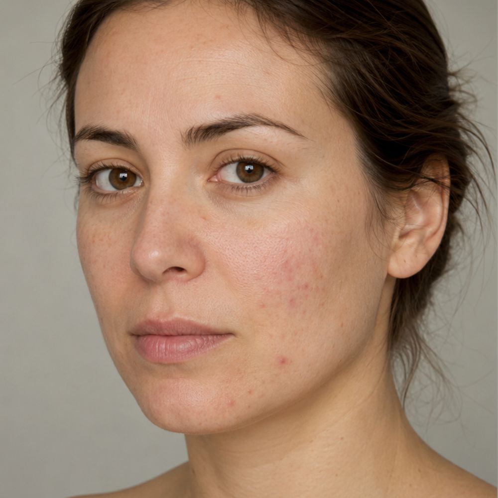 Before LED light therapy for acne