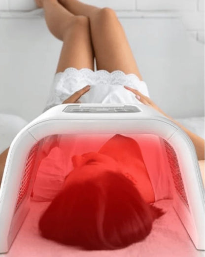 Omega LED light therapy device-7-color skin rejuvenation for acne, wrinkles, and pigmentation.