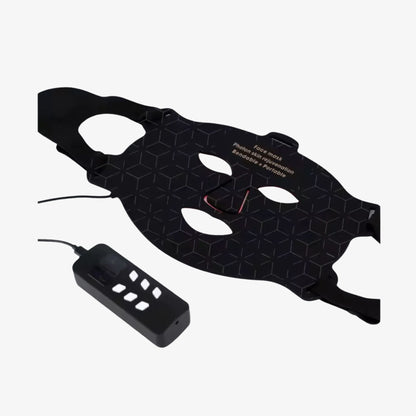 Luminmax flexible LED light therapy face mask with controller shown at an angle